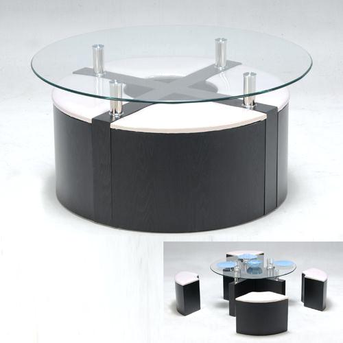 Table basse ronde avec pouf conforama