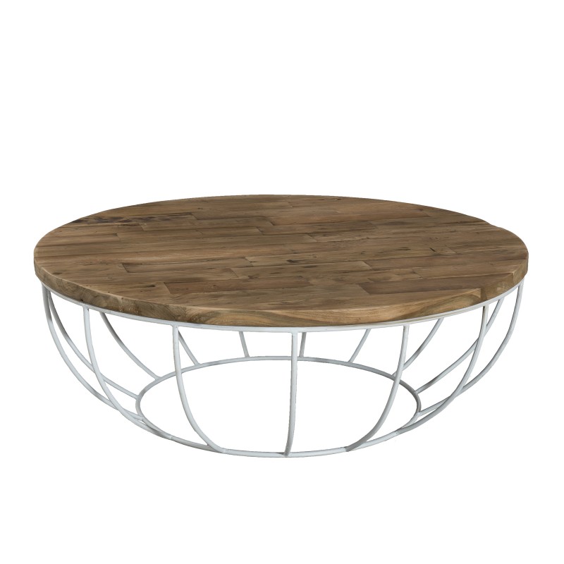 Table basse ronde bois et fer