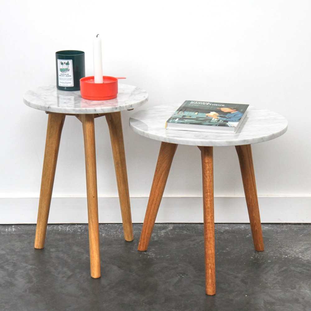Table basse ronde plateau marbre