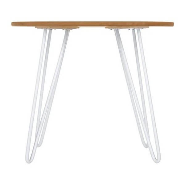 Table basse bois pieds metal blanc