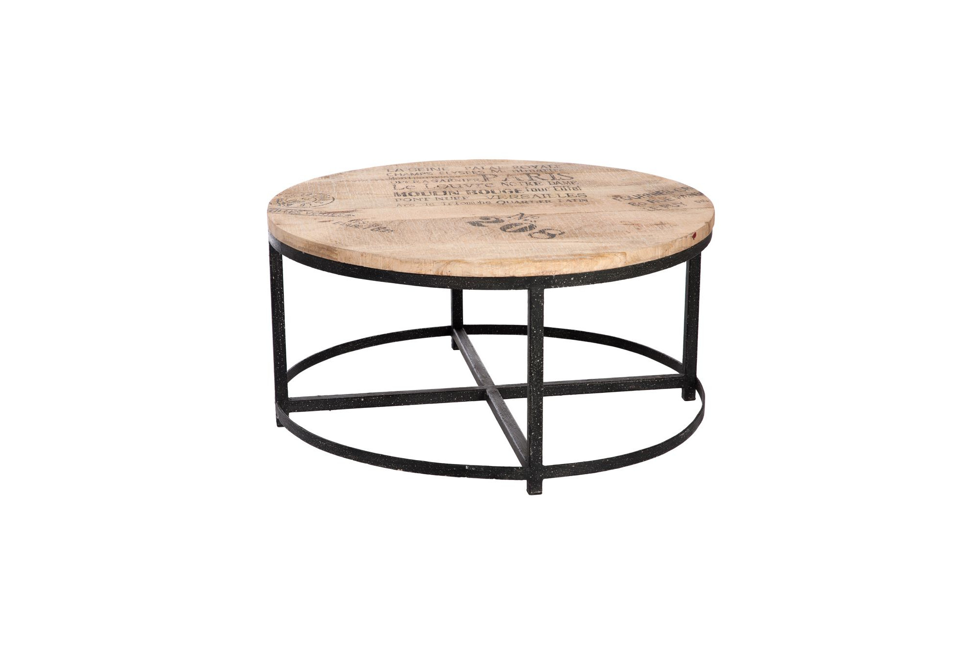 Table basse ronde metal bois