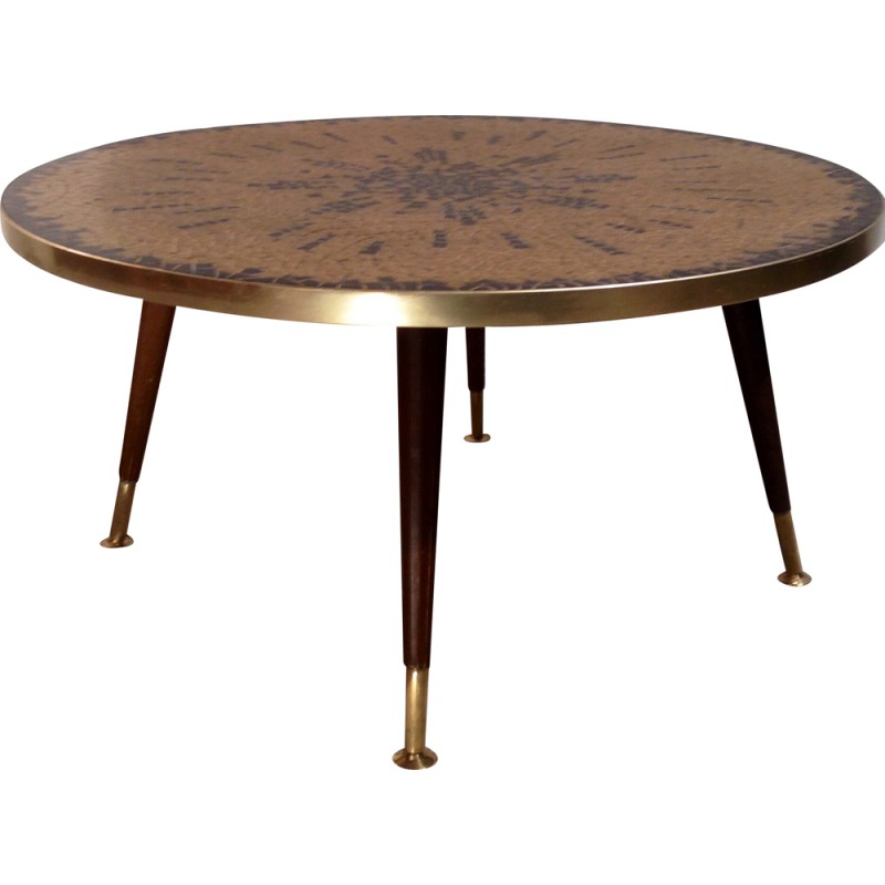 Table basse laiton et bois