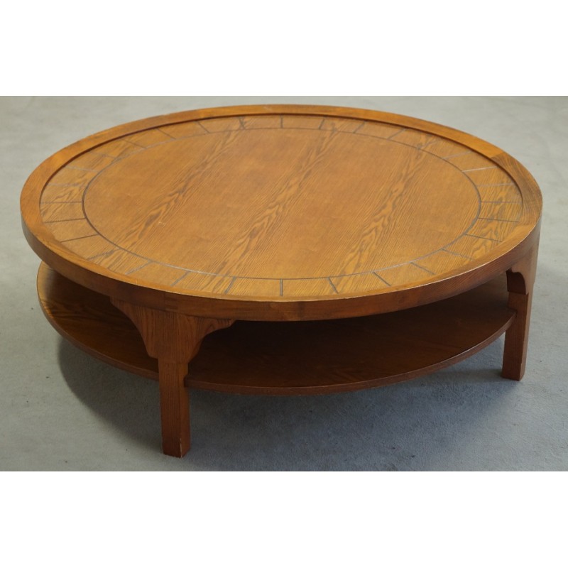 Table basse ronde double plateau bois