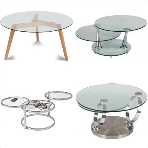 Table basse ronde verre et acier