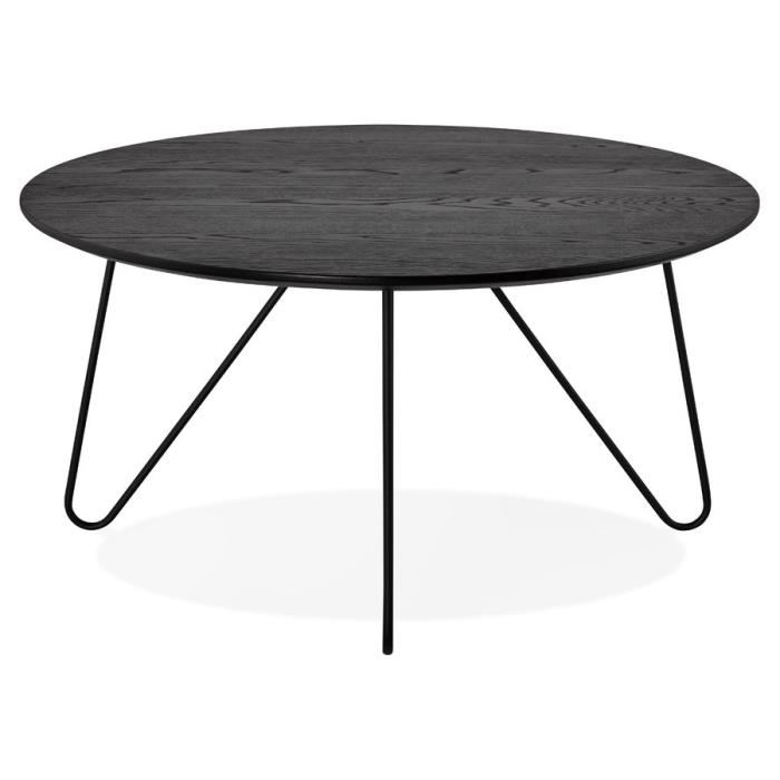 Table basse bois metal industriel ronde