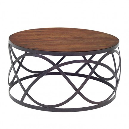 Table basse bois massif fer forgé