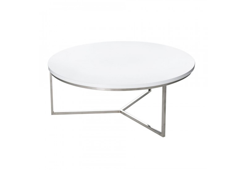 Table basse ronde laquée blanche extensible ruben
