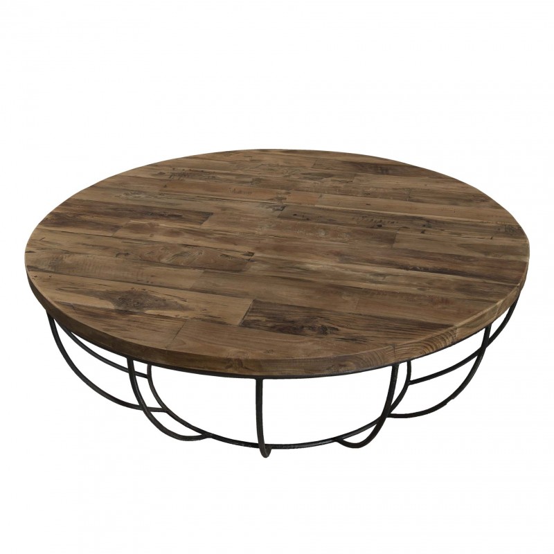 Table basse ronde bois pied noir