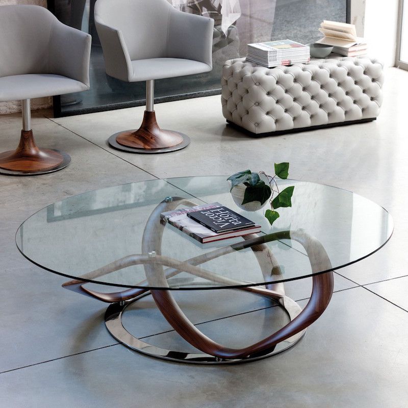 Table basse ronde plateau verre