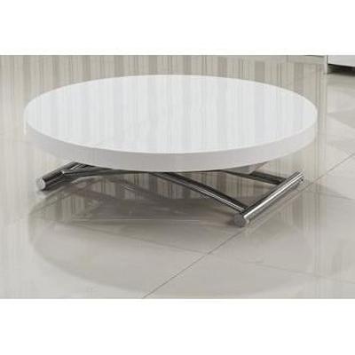 Table basse ronde relevable et extensible saturna blanche