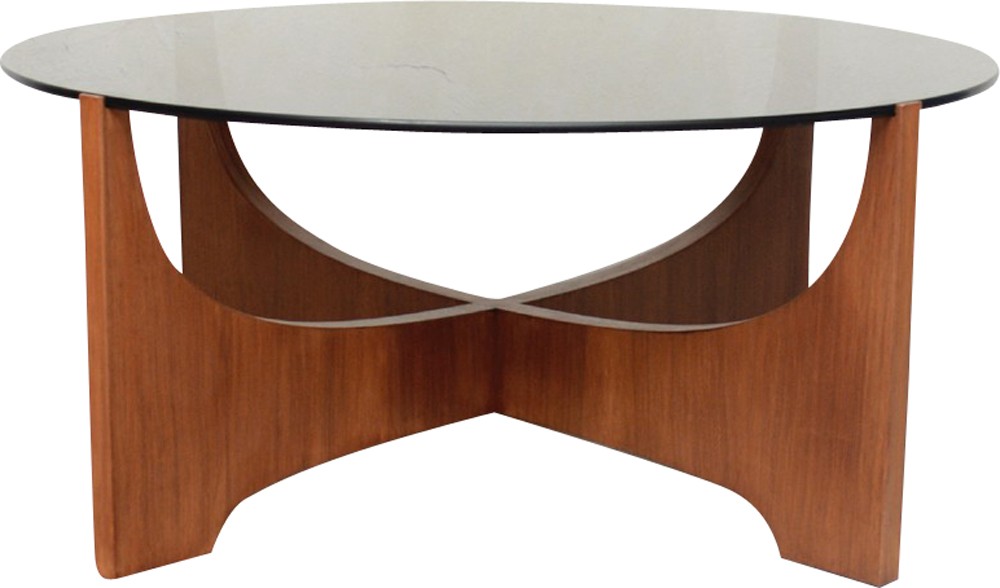 Table basse ronde verre et bois scandinave