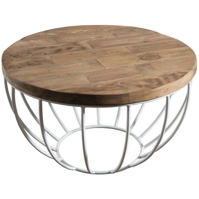 Table basse originale bois metal