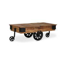 Table basse roulante en bois