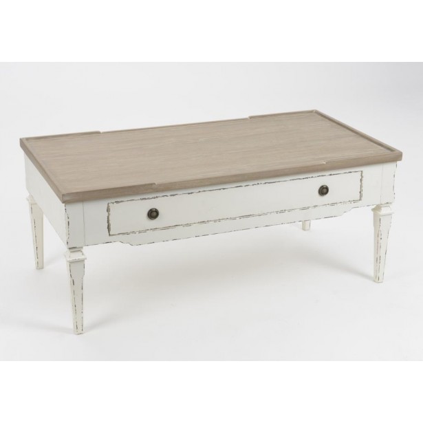 Table basse bois naturel et blanc