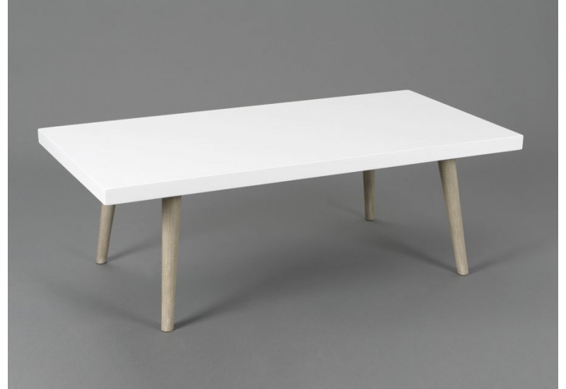Table basse bois plateau blanc