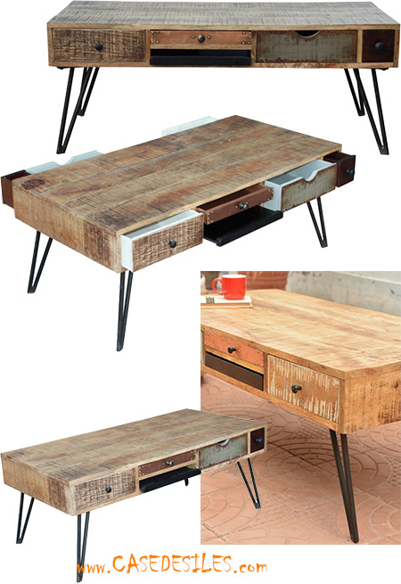 Table basse scandinave bois et metal