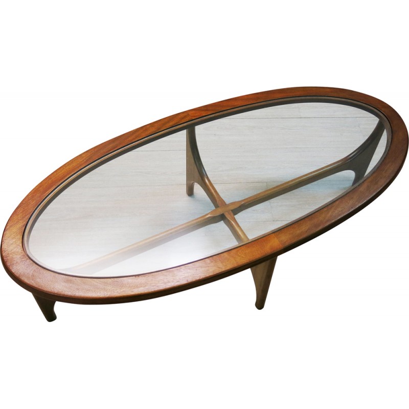 Table basse verre et bois vintage