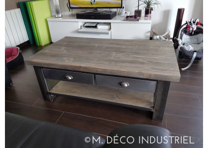 Table basse industrielle tiroir