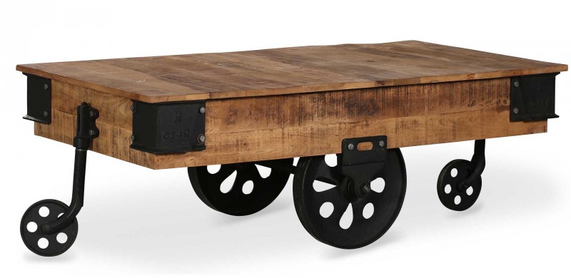 Table basse industrielle avec roulettes