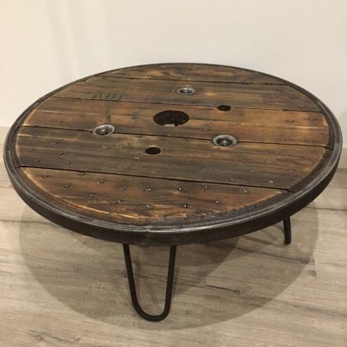 Table basse bobine en bois