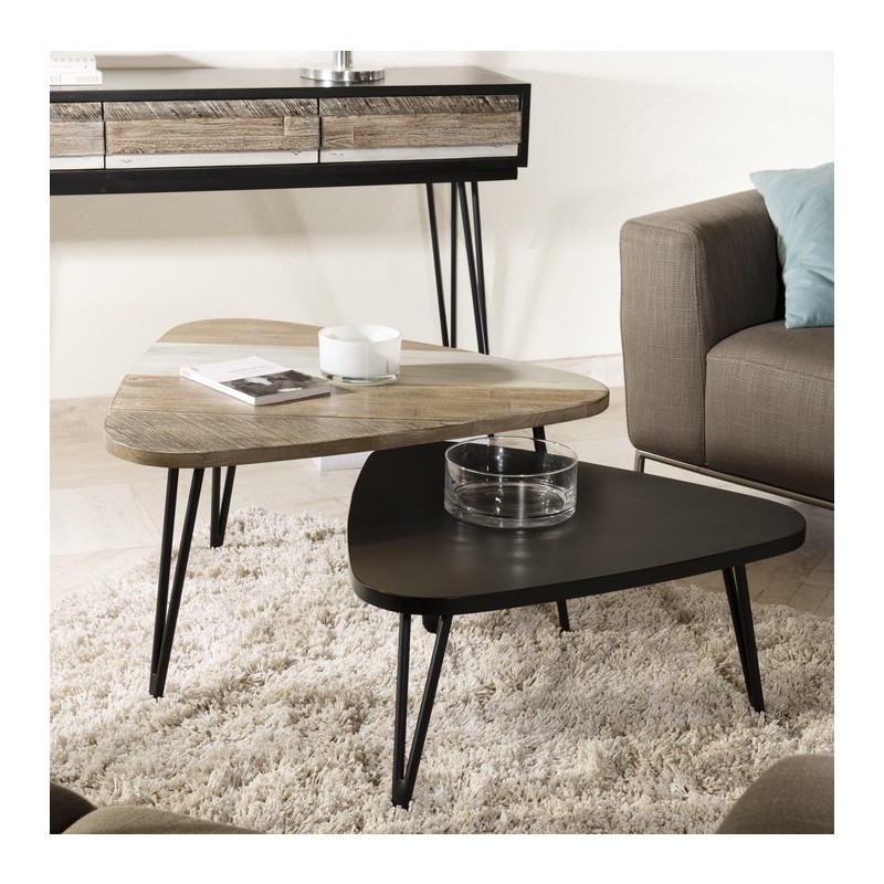 Table basse bois pieds triangulaire