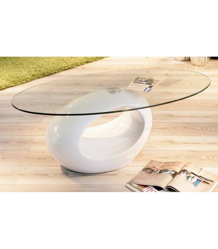Table basse ovale design blanc