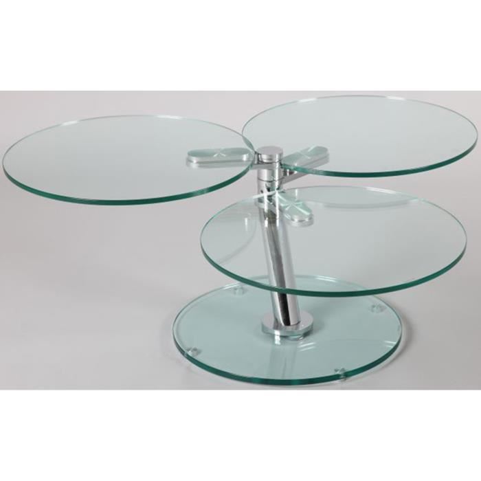Table basse ronde verre articulée