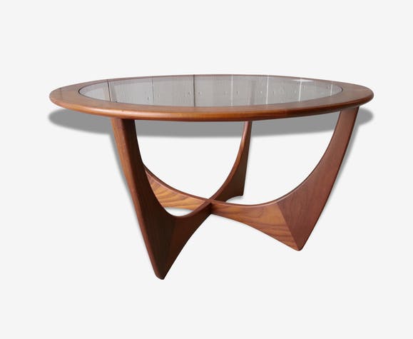 Table basse vintage plateau en verre