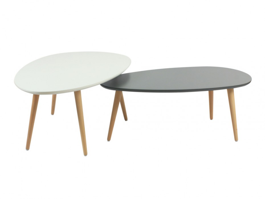 Table basse gigogne blanc et gris