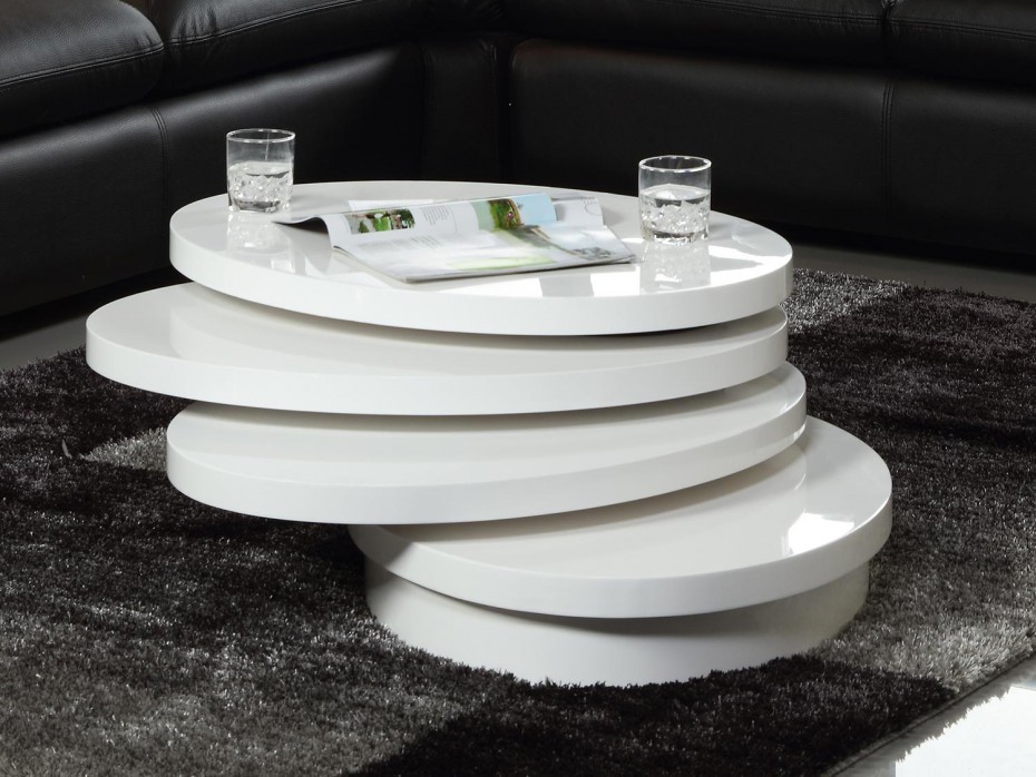 Table basse relevable pivotante