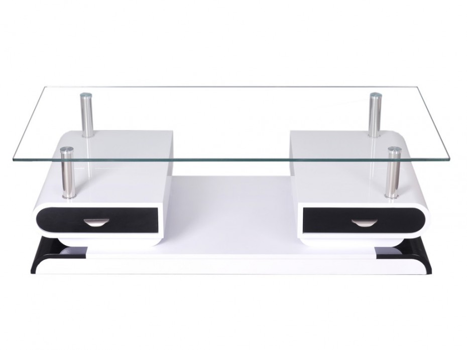 Table basse en verre noir et blanc
