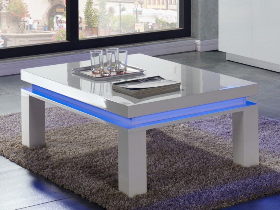 Table basse blanc laqué