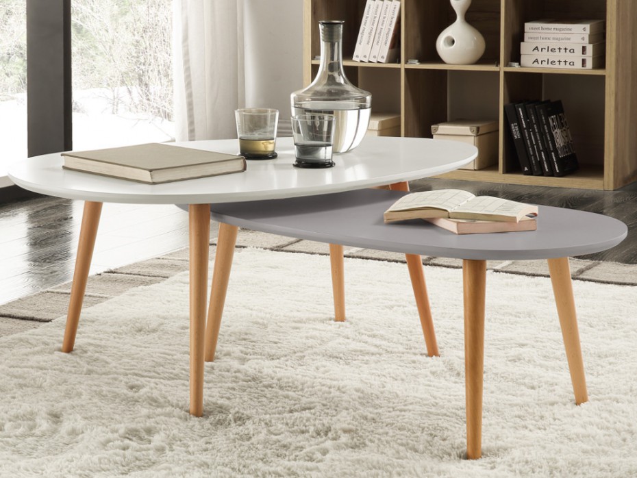 Table basse gigogne blanc gris