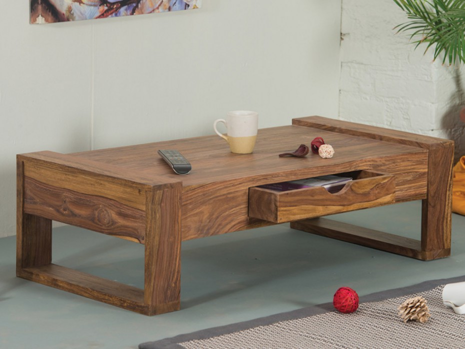 Table basse bois tiroir