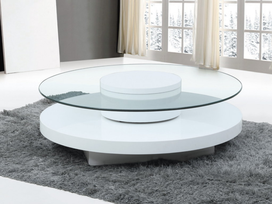 Table basse ronde à plateaux pivotants