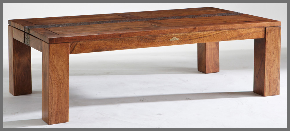 Table basse ronde bois et chiffon