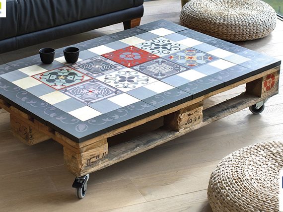 Table basse palette avec jardiniere