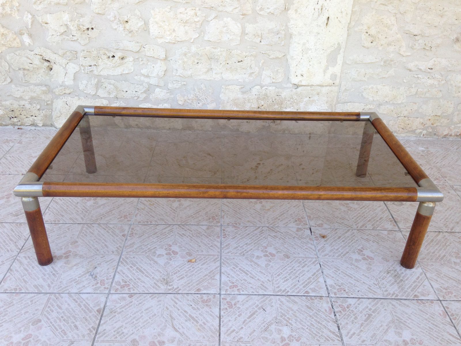 Table basse hetre verre