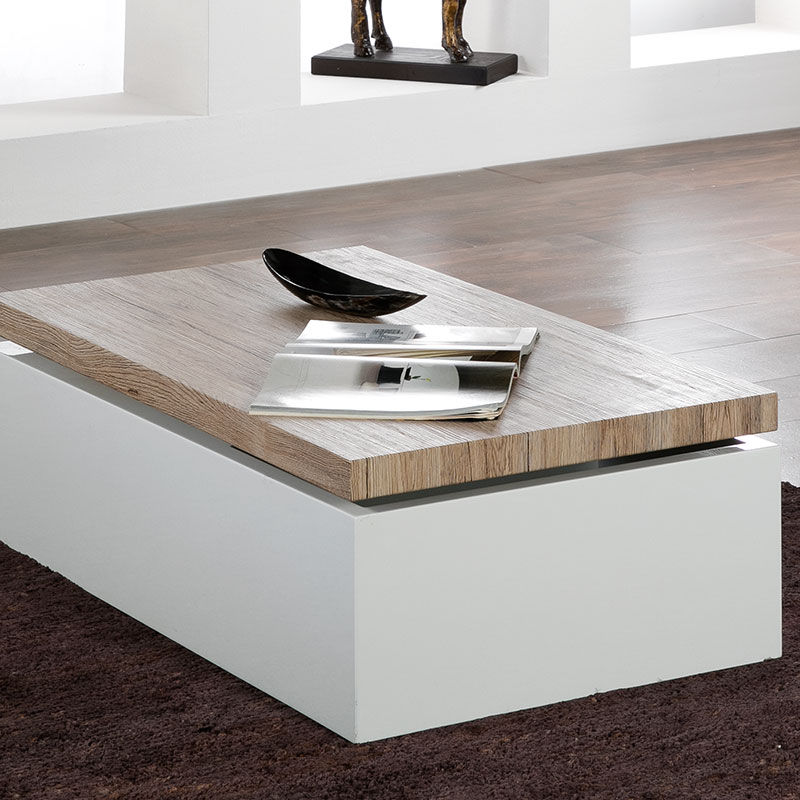 Table basse couleur bois et blanc