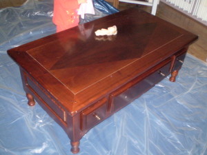 Rénovation table basse bois