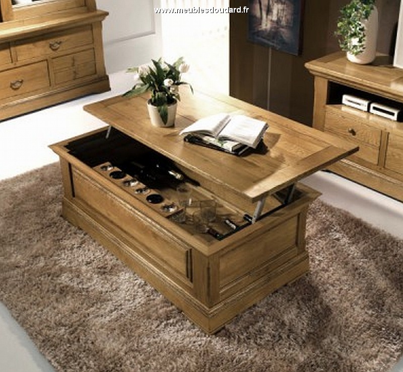 Table basse avec tablette relevable bois