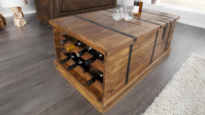 Coffre table basse bois