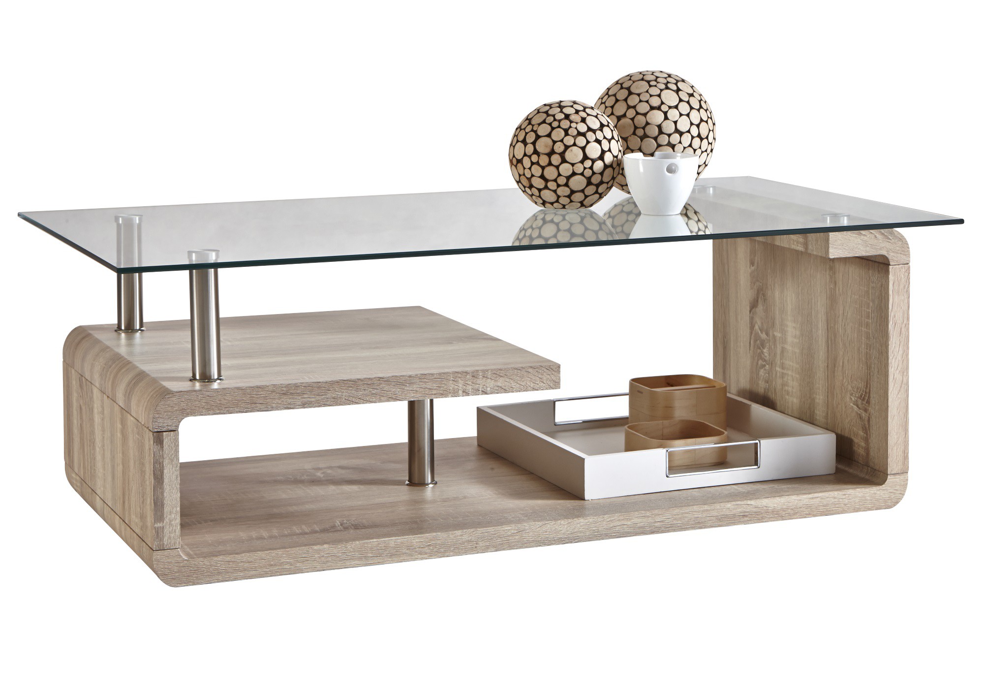 Table basse verre bois noir