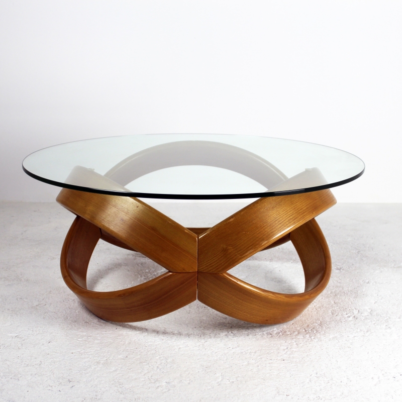 Table basse ronde verre et bois