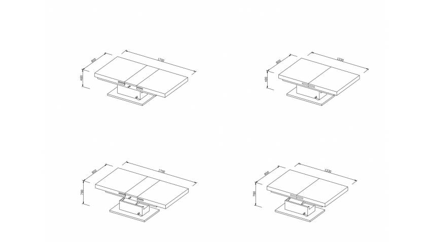 Table basse relevable blanc laque