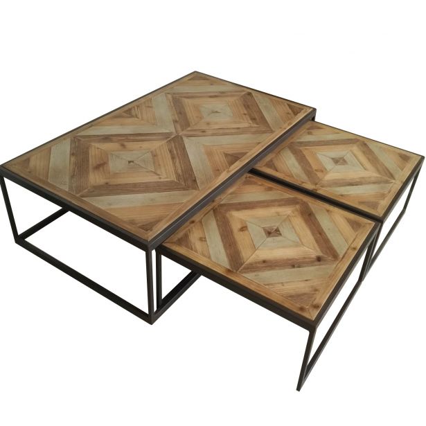 Table basse gigogne bois metal