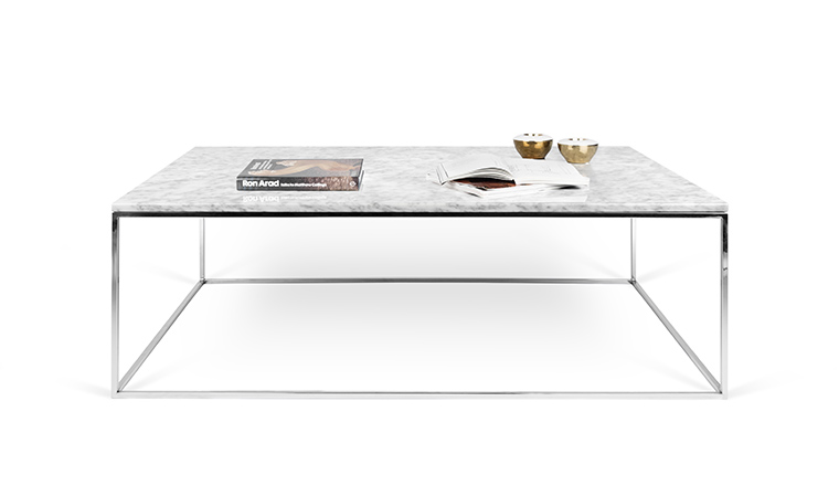 Table basse marbre blanc bois