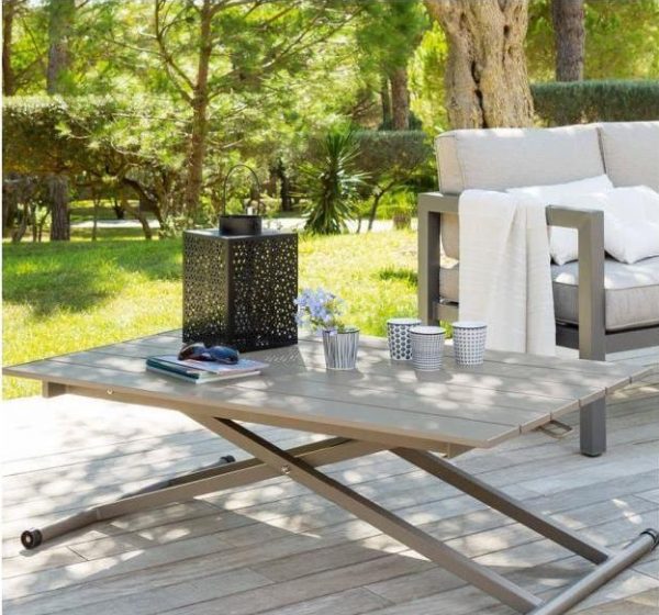 Table basse de jardin relevable