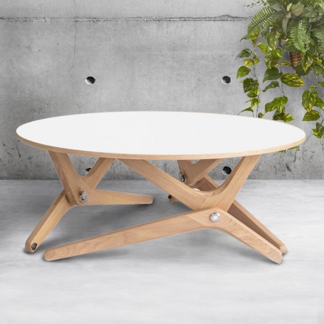 Table basse relevable boulon blanc
