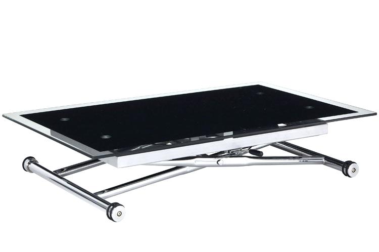 Table basse relevable noir et verre